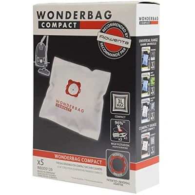 Imagen de Wonderbag Paquete de 5 bolsas compactas para aspiradora (papel, 3 litros, ligeras, 150 gramos, artículos)