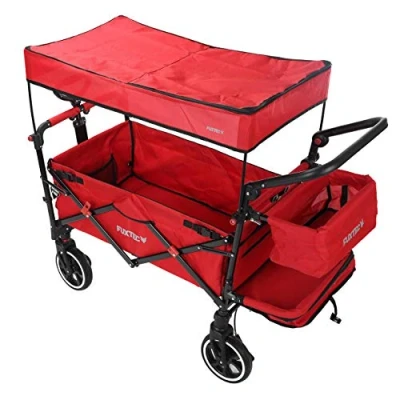 Imagen de FUXTEC Bollerwagen PREMIUM CT850G, carro plegable, Fux Family Collection, de jardín para el transporte niños, tirar o empujar, capacidad carga 75 kg extensión interior bolsa trasera