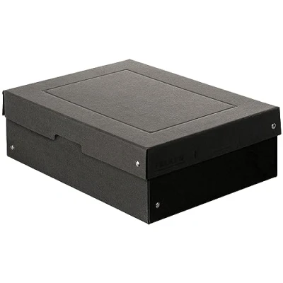 Imagen de Falken PureBox Black Made in Germany, 100 mm de alto, DIN A4. caja almacenamiento con tapa cartón reciclado, Ángel azul, vegano, regalo, transporte, multiusos
