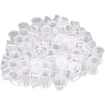 Imagen de 100 piezas de plástico para tatuajes, taza mediana y grande, accesorios microblading pigmentos, máquina tatuaje (13 mm)