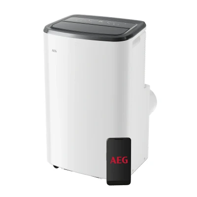 Imagen de AEG AXP26U559HW Aire Acondicionado Portátil Función Frío y Calefacción, Deshumidificador, Ventilador, Bluetooth, Wi Fi, Temporizador 24 horas, Control remoto APP, A+, Kit ventana incluido, Blanco
