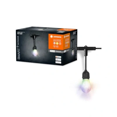 Imagen de LEDVANCE SMART+ Outdoor WiFi Lichterkette, 4,5W, 240lm, schwarz, warmweißes Licht (3000K) &amp; RGB mit 16 Mio. Farben, App steuerbar, kompatibel Amazon, Google, IP44