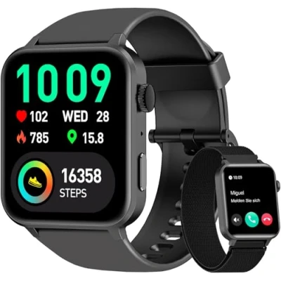 Imagen de Blackview Reloj Inteligente Hombre Mujer, 1.85&quot; Smartwatch con Llamadas Bluetooth, Oxímetro(SpO2)/Pulsómetro/Monitor de Sueño/Podómetro, 100+ Modos Deportivos Pulsera Actividad para Android iOS