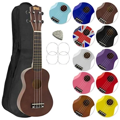 Imagen de Tiger Mad About SU8 Ukelele soprano en madera oscura con estuche, púa y cuerdas de repuesto GRATIS, óptima para escuelas principiantes