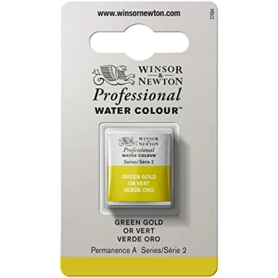 Imagen de Winsor &amp; Newton Acuarela Profesional Pintura de Acuarela, Alta Luminosidad, Resistente a la Luz, Calidad Archivo, 1/2 Godet, Color Oro Verde ROW