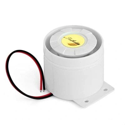 Imagen de Mini Sirena con Cable para el hogar, Oficina, Tienda, Garaje, Sistema de Alarma Seguridad, bocina, 120 db, 12 V/13 cm (Blanco)