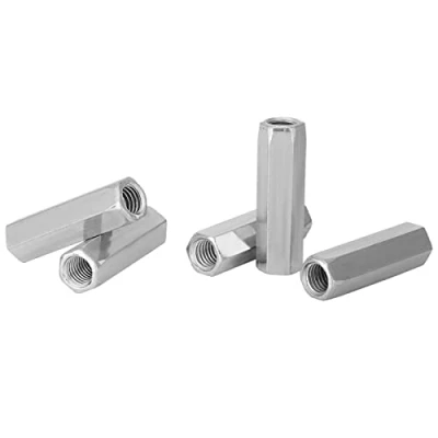 Imagen de 5Pcs Tuercas de Contratuerca Acero Tuerca Hexagonal Larga M10 * 50 Acoplamiento Rosca Sujetadores Zinc Plateado(M10*50Mm)