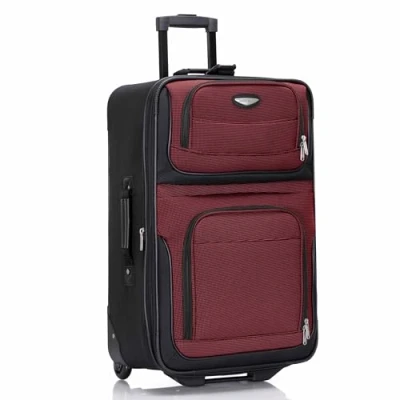 Imagen de Travel Select Amsterdam Equipaje Vertical Extensible con Ruedas, Burgundy, Checked 25 Inch, Ruedas