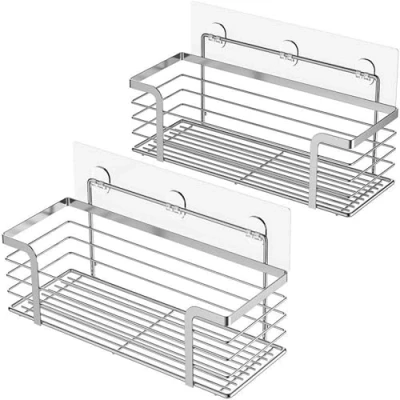 Imagen de Oriware Adhesivo Estantes Cesta para Ducha Estanteria Organizador Baño SUS304 Acero Inoxidable Sin Taladro 2 Piezas