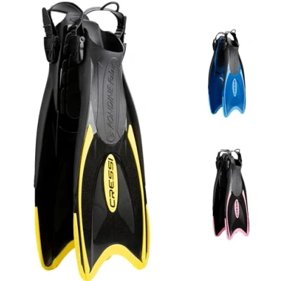 Imagen de Cressi Palau Fins Aletas Largas Ajustables Niños para Bucear y Nadar, Negro/Amarillo Largas, XXS/XS (32/35)