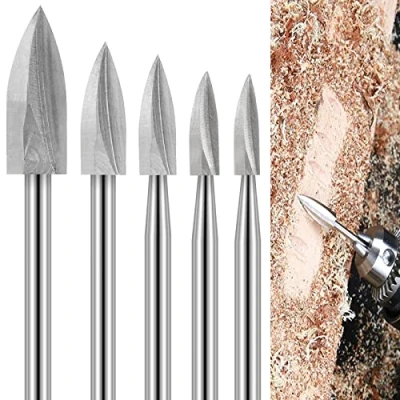 Imagen de Juego de Brocas Madera para Dremel Herramienta Rotativa, 5 Piezas Tallado Accesorios con Vástago 1/8 Bricolaje, Carpintería, Tallado, Perforación, Rectificación
