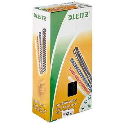 Imagen de LEITZ 35043 Canutillos de plástico DIN A4 21 anillas. (caja 100 ud.) 12 mm/ 105 hojas color negro