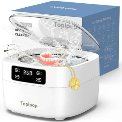Imagen de limpiador ultrasónico de 48000 Hz, 750 ml, profesional para limpiar gafas, relojes, anillos, cuchillas afeitar (blanco)
