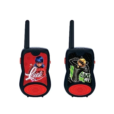 Imagen de Lexibook, Miraculous Ladybug Chat Noir, Walkie talkies 200m, Juego de comunicación para niños, 2 Canales comunicación, Clip cinturón, Negro/Rojo, TW12MI