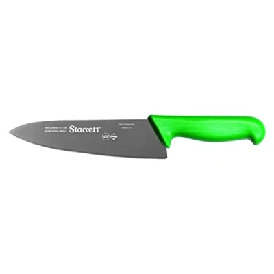 Imagen de Starrett Professional Chefs Knife BKG301 8 Wide Triangular 8&quot; (200mm) Ultra Sharp Kitchen With Long Lasting Blade Green Handle Stainless Steel Chopping Cooking (DV86208)