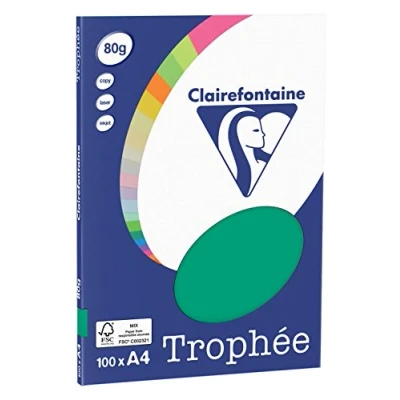 Imagen de Clairefontaine Trophée Mini resma de papel, 100 hojas, A4, 21 x 29.7 cm, color verde pino