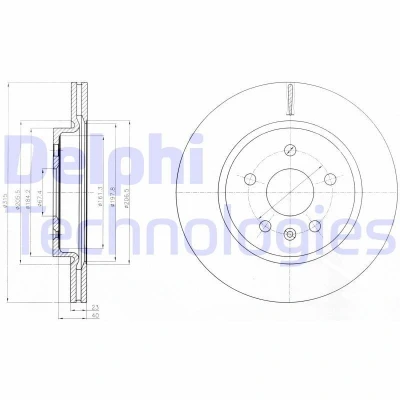 Imagen de DELPHI BG4190 Disco de freno 315 23 5 ventilado aceitado sin procesar cojinete rueda, anillo sensor ABS OPEL: Insignia A Berlina