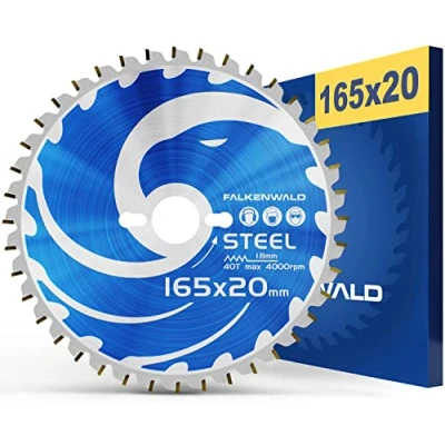 Imagen de FALKENWALD ® hoja de sierra circular 165 x 20 mm, ideal para acero, cm, compatible con inmersión y Bosch &amp; Makita, metal