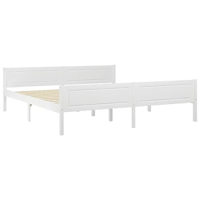 Imagen de vidaXL Estructura de Cama Casa Hogar Dormitorio Robusta Duradera Muebles Mobiliario Cómodo Matrimonial Blanco 180x200 cm Madera Maciza Pino