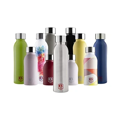 Imagen de BUGATTI B BOTTLES TWIN Botella térmica 500 ML Silver mantiene los líquidos calientes por 12 H fríos 24 y hielo 36 fitness ecológica reutilizable de acero inoxidable 18/10