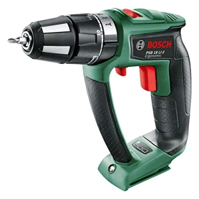 Imagen de Bosch Taladro atornillador de percusión a batería PSB 18 LI 2 Ergonomic en caja cartón (sin ni cargador, punta atornillar, Sistema V, 2,5 Ah)