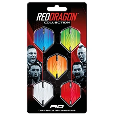 Imagen de RED DRAGON Hardcore Ionic Dart Flight Collection 5 Juegos por Paquete (15 Plumas en Total)