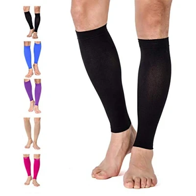Imagen de TOFLY Manga de compresión para Pantorrilla, 1 par, Calcetines piernas 20 30 mmHg Deportes, Correr, Ciclismo, Viajes, Hombre, Color Negro, tamaño 5X Large: 22&quot; 25&quot; Calf