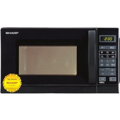 Imagen de Sharp R742BKW Microondas 2 en 1 con parrilla / 25 L 900 W/parrilla de 1000 W/pantalla LED 8 programas automáticos/descongelación controlada por peso/seguridad infantil/modo ahorro