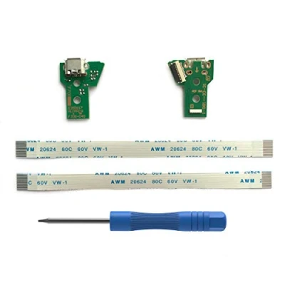 Imagen de 2pcs JDS 040 Enchufe de Puerto Carga Micro USB para Mando PS4, Cargador Puertos Socket Adaptador módulo, Flex Cable, Destornillador Playstation DualShock Controlador