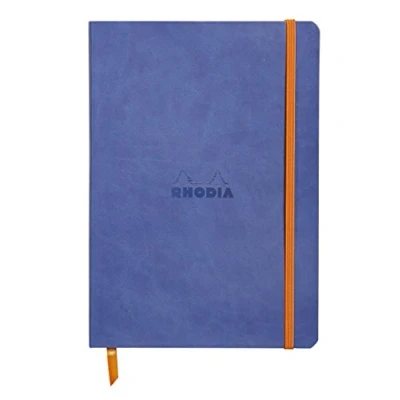 Imagen de RHODIA 117408C Carnet Souple Saphir A5 Ligné 160 pages Papier Clairefontaine Ivoire 90 g/m² Marque Page, Fermeture Élastique Couverture Simili Cuir Collection Rhodiarama