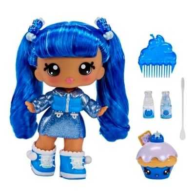 Imagen de YUMMILAND Large Doll y Num Nom Lipgloss Pet Rory Blueberry Goodie Muñeca Perfumada con Kit de Brillo Labios DIY Adecuado para Niños Mayores 4 Años