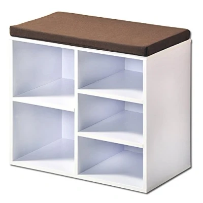 Imagen de Kesper Zapatero con cojín de Asiento, 51,5 x 29,5 48 cm, Madera, Blanco, 51x29.5x48 cm