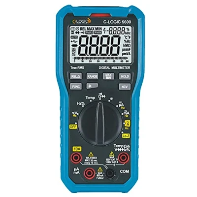 Imagen de C LOGIC 5600 Multímetro Digital TRMS Low Z Baja Impedancia CAT IV 66000 cuentas NCV Tension DC/AC 1000V Corriente AC/DC 10A Resistencia 66MΩ Temperatura Capacitancia 66mF Frecuencia 66MHz Autoescala