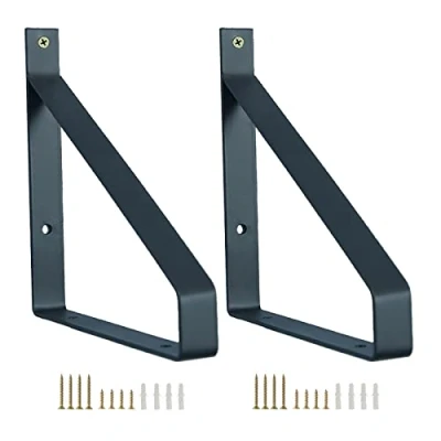Imagen de Soporte Decorativo Para Estantes Soportes De Bricolaje Pared Estanteria Moderno Escuadras Estanterias Flotantes Negro Dorado Blanco,2 Piezas,Black 30x20cm(11.8x7.9in)