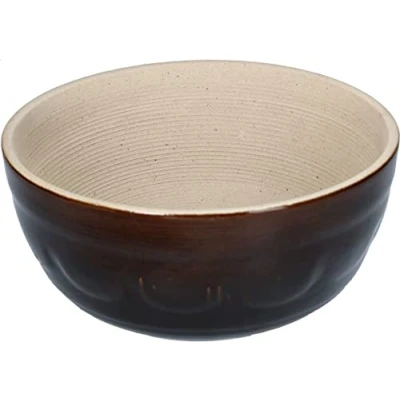 Imagen de KOTARBAU® Cuenco de arcilla, Ø 27 cm, Recipiente cerámica, gres, Bol para amasar, mezclar y servir, Marrón, Beige, Menaje cocina, 5 litros