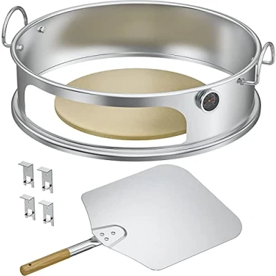Imagen de Onlyfire barbacoa Kit de Pizza/pizza horno Acero Inoxidable, Pizzaring con piedra para Pizza e Pala Weber 57 cm parrilla hervidor agua 57cm carbón leña