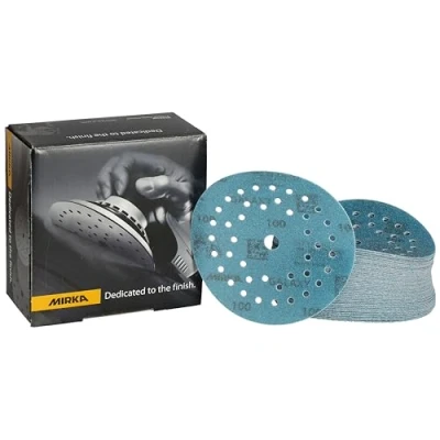 Imagen de Mirka Galaxy papel de lija epoxi 125mm velcro grano 100 para el lijado resina epoxi, madera, rivertable / 50 unidades discos