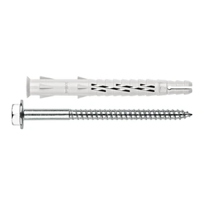 Imagen de INDEX Fixing Systems T NUX E Pack de 8 tacos universales alto rendimiento, cabeza hexagonal (recubrimiento cincado, nailon, x 80 mm, diámetro mm)