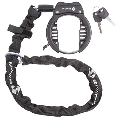 Imagen de M Wave Ringchain XL Candado de Marco con Cadena, Unisex Adultos, Negro