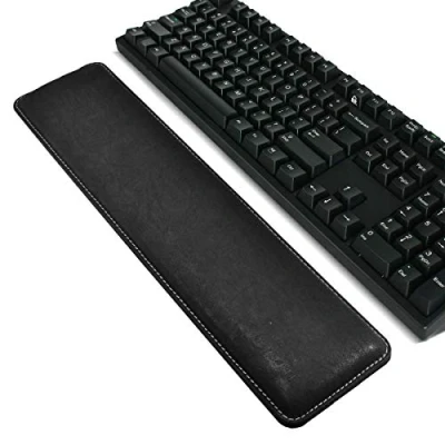 Imagen de MAIDERN Reposamuñecas para Teclado, Ergonómico Cojín de Muñeca Apoyo con Espuma Ordenador/Notebook/Laptop, 41.5x9.5cm Cuero PU Marrón