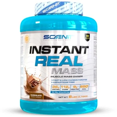 Imagen de Instant Real mass 2,72 kg Gainer Weight Ganador de Peso con proteína para aumentar masa muscular Creatina (2,72 kg, Chocolate)