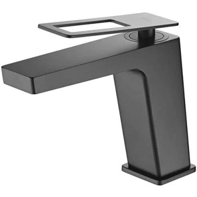 Imagen de MICE Grifo de lavabo Griferia baño monomando para lavamanos con maneta cuadrada Serie Suecia BDC032 1NG Negro Mate