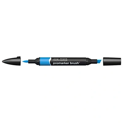 Imagen de Winsor &amp; Newton Promarker Brush Rotulador Doble Punta, Punta Pincel, Tinta Base Alcohol, Color Azur (b346)