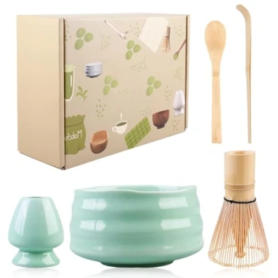 Imagen de Byzesty Juego De 5 Té Matcha, Batidor Matcha Con Cuenco Soporte Para Batidor, Cucharaditas, Kit Te