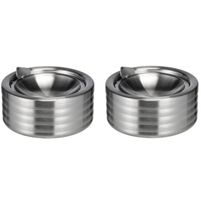 Imagen de Bambelaa! Cenicero Exterior Con Tapa Extraíble Antiolores Acero Inoxidable de Viento Plata 2 unidades