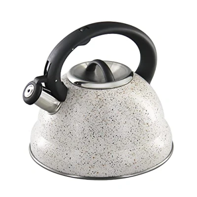 Imagen de Rossetto Tetera clásica para inducción,hervidor de agua gas,INOX premier,3L,con silbato y mango antiquemaduras,apta todo tipo fuegos,sanstone