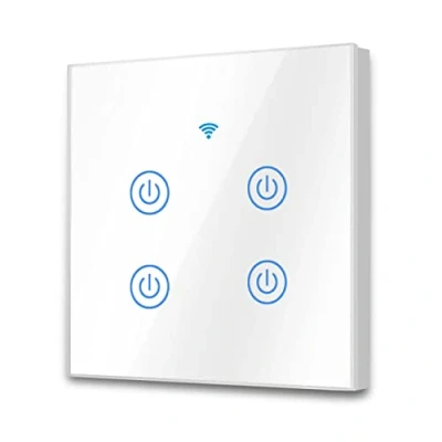 Imagen de EXTRASTAR Interruptor de Pared Táctil Wi Fi, 4 Vías, Canales, Compatibilidad con asistentes inteligentes como Google Home y Amazon Alexa Se Requiere Cable Neutro Blanco