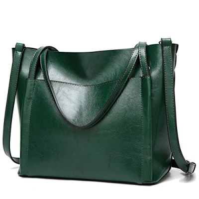Imagen de Coolives Bolso Tote Cubo para Mujer en Cuero de la PU Verde