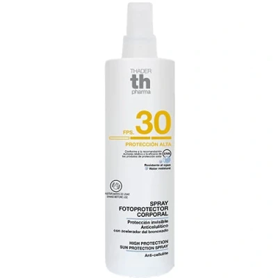 Imagen de Thader Th Pharma Fotoprotector Corporal en Spray Líquido Anticelulítico, F.P.S 30, 200 ml
