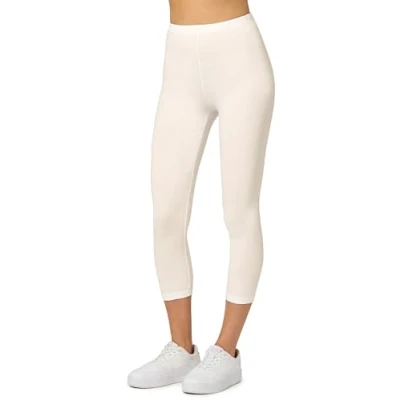 Imagen de Merry Style Leggins Deportivos para Mujer Pantalones Piratas Suaves Elásticos Leggings de Algodón 3/4 Mallas Confortables MS10 199 (Ecru,S)